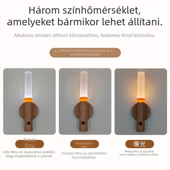 Mozgásérzékelős éjszakai fény, fa imitációs dizájn, újratölthető, 5V, PVC árnyékoló, RoHS-kompatibilis