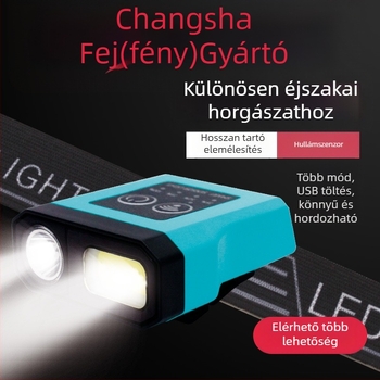 Éjszakai horgászathoz fejfény - újratölthető LED, indukciós kapcsoló, könnyű műanyag test, hatótávolság 200–500 m