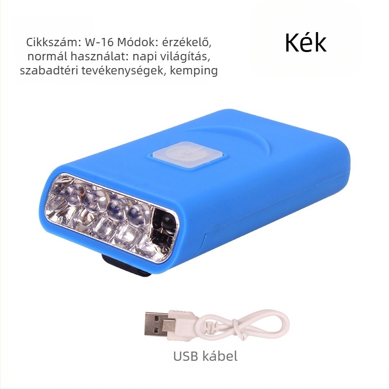 Éjszakai horgászathoz fejfény - újratölthető LED, indukciós kapcsoló, könnyű műanyag test, hatótávolság 200–500 m