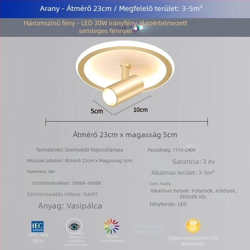 Mennyezeti lámpa, modern-minimalista LED, felületre szerelt forgó spotlámpa, vas test, PVC árnyékoló, 220V, 3C tanúsítvány