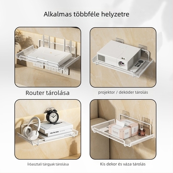 Router tároló polc kollégiumhoz – falra szerelhető, fúrás nélküli, szénacélból, 1 réteg, nappali tároláshoz