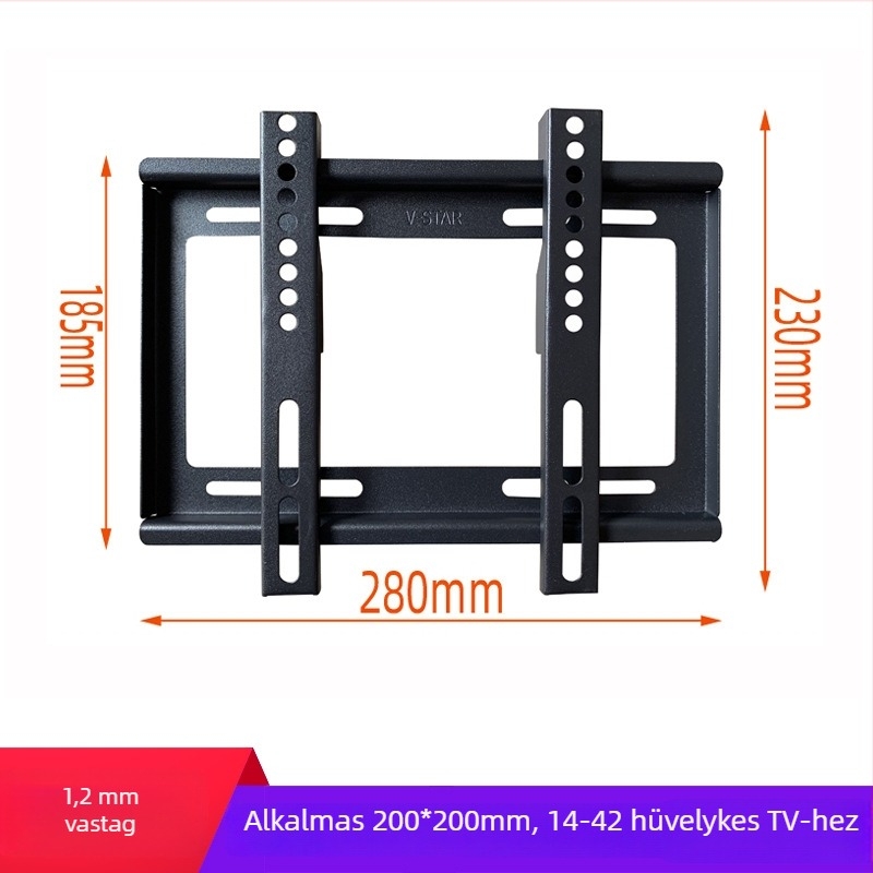 LED/LCD tévé falra szerelhető tartó – univerzális, fix, vasból készült tartó, teherbírás >15 kg
