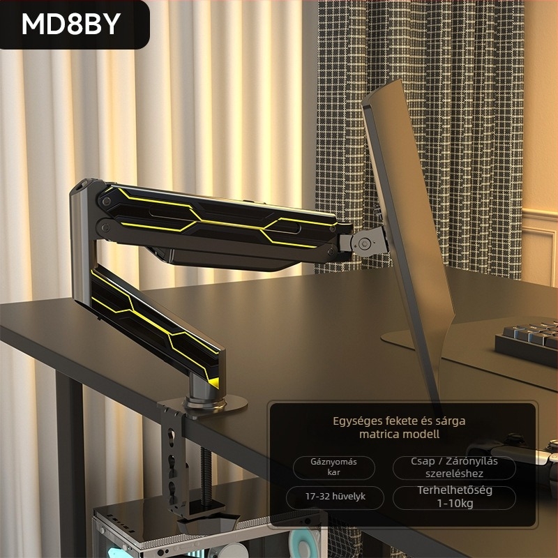 Md8 Frissített Monitorkar – hidegen horganyzott acél, kompatibilis 17–32 inch monitorokkal, 3 kg tömeg, forgó cantilever asztali állvány