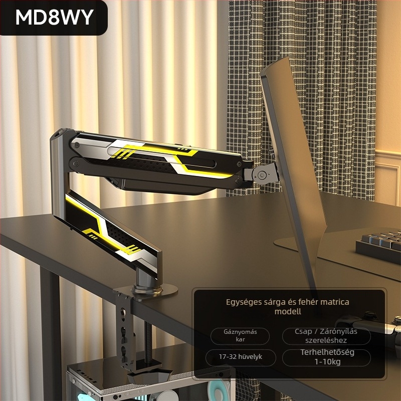 Md8 Frissített Monitorkar – hidegen horganyzott acél, kompatibilis 17–32 inch monitorokkal, 3 kg tömeg, forgó cantilever asztali állvány