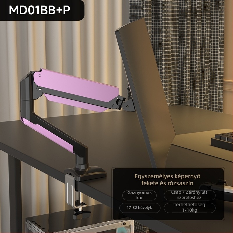 Md8 Frissített Monitorkar – hidegen horganyzott acél, kompatibilis 17–32 inch monitorokkal, 3 kg tömeg, forgó cantilever asztali állvány