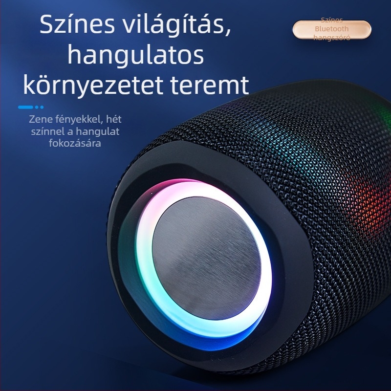 Hordozható Bluetooth hangszóró, kettős driveuri, Bluetooth 5.3, IPX5 vízálló, 5W teljesítmény, beépített 1000–1200 mAh akkumulátor, frekvenciatartomány 100 Hz–20 kHz