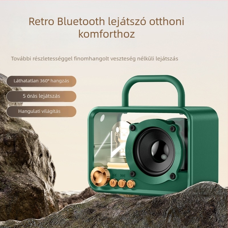 Beépített akkumulátoros Bluetooth asztali/otthoni hangszóró, 5W, Bluetooth 5.3, 60 Hz–15 kHz, 10 m hatótáv