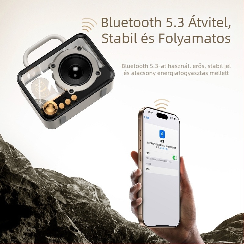 Beépített akkumulátoros Bluetooth asztali/otthoni hangszóró, 5W, Bluetooth 5.3, 60 Hz–15 kHz, 10 m hatótáv