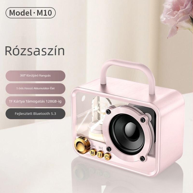 Beépített akkumulátoros Bluetooth asztali/otthoni hangszóró, 5W, Bluetooth 5.3, 60 Hz–15 kHz, 10 m hatótáv