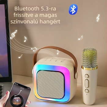 Kis hordozható Bluetooth karaoke hangszóró beépített akkumulátorral (Bluetooth 5.0, IPX7, 5W, frekvenciasáv 100 Hz–20 kHz, 800–1000 mAh)