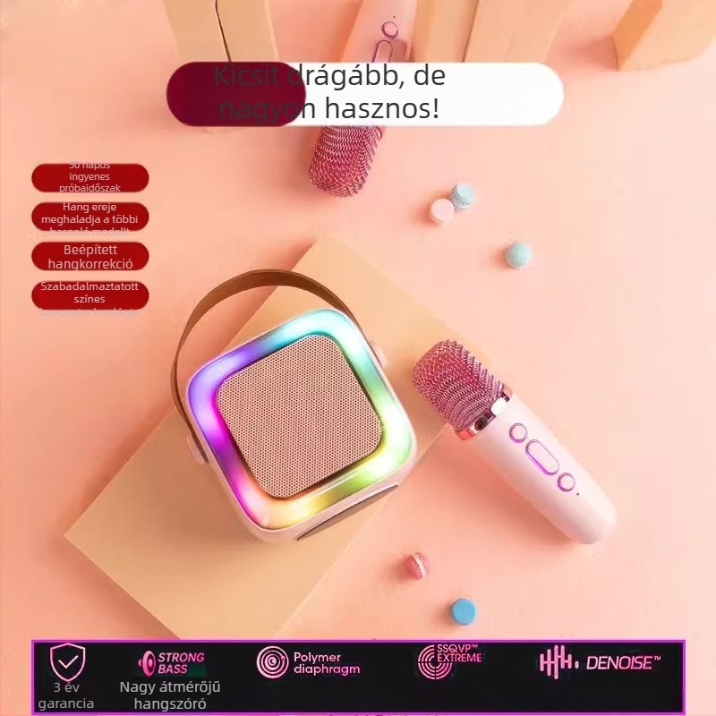 Kis hordozható Bluetooth karaoke hangszóró beépített akkumulátorral (Bluetooth 5.0, IPX7, 5W, frekvenciasáv 100 Hz–20 kHz, 800–1000 mAh)