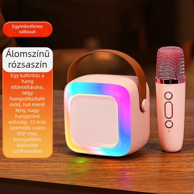 Kis hordozható Bluetooth karaoke hangszóró beépített akkumulátorral (Bluetooth 5.0, IPX7, 5W, frekvenciasáv 100 Hz–20 kHz, 800–1000 mAh)