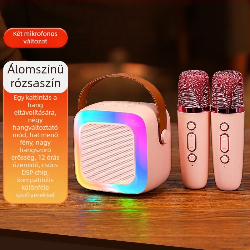Kis hordozható Bluetooth karaoke hangszóró beépített akkumulátorral (Bluetooth 5.0, IPX7, 5W, frekvenciasáv 100 Hz–20 kHz, 800–1000 mAh)