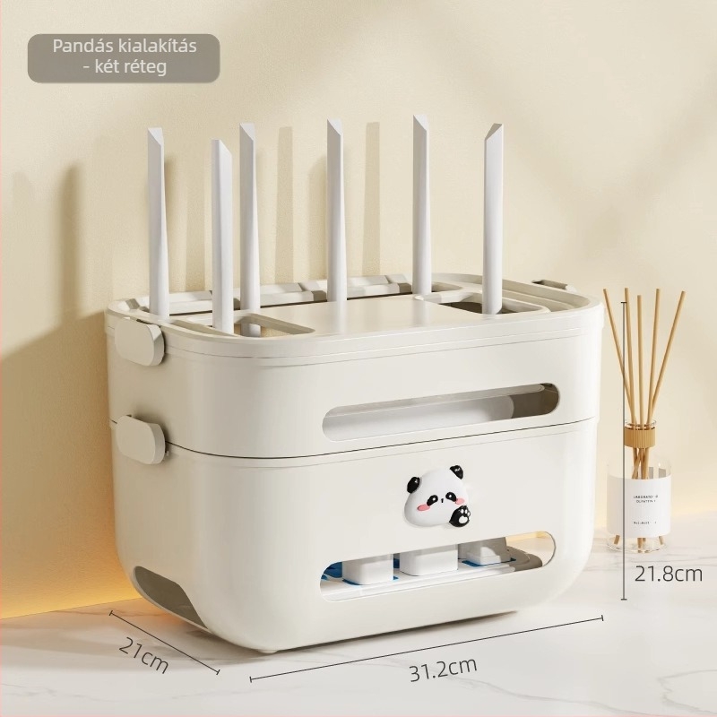 Wi‑Fi router és set‑top box kábelrendező doboz — asztali szervező, PP műanyag, modern minimalist design