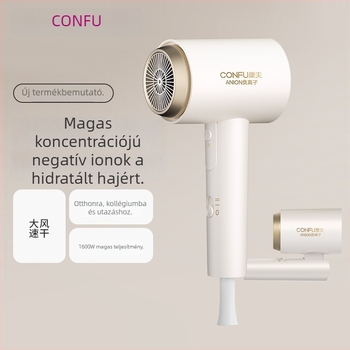 Confu KF-3153 hajszárító negatív ionokkal, összecsukható, 1600W, 220V, meleg és hideg levegő