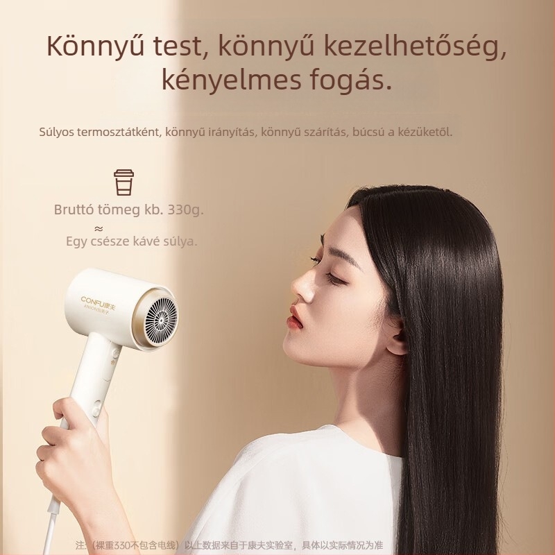 Confu KF-3153 hajszárító negatív ionokkal, összecsukható, 1600W, 220V, meleg és hideg levegő