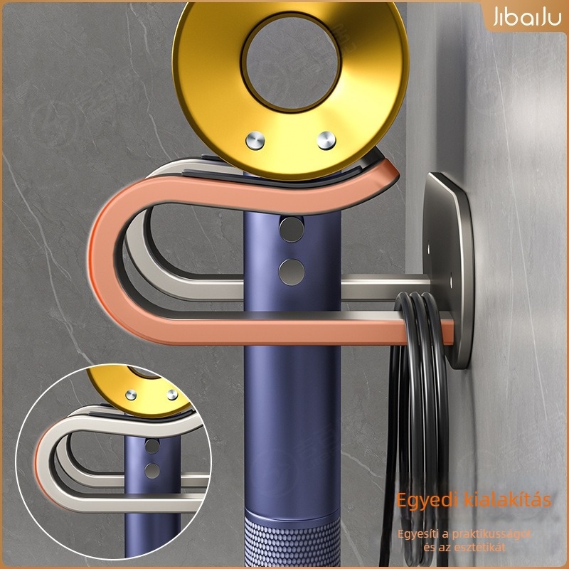 Dyson falra szerelhető hajszárító tartó, alumínium, teherbírás 10 kg, modell Blower frame, oxidált felület