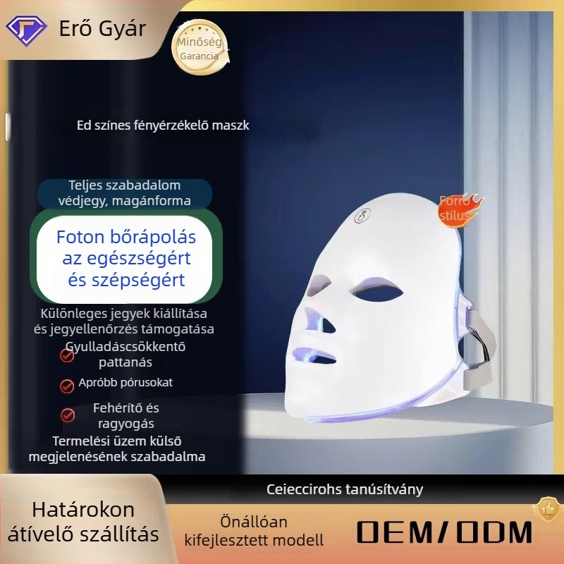 LED arcfelújító készülék – Bőrmegújítás LED fényterápiával; Beépített akkumulátor 800–1000 mAh; Otthoni használat; IPX0; Fizioterápiás készülék