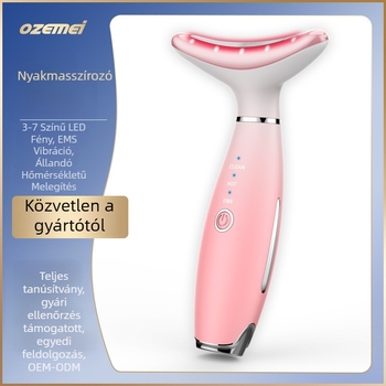 Nyaki szépségkészülék arcmaszázzsal, lifting és melegítés funkcióval; ultrahangos és színfény terápiával; negatív/pozitív ion terápiával; beépített akkumulátor 500–800 mAh