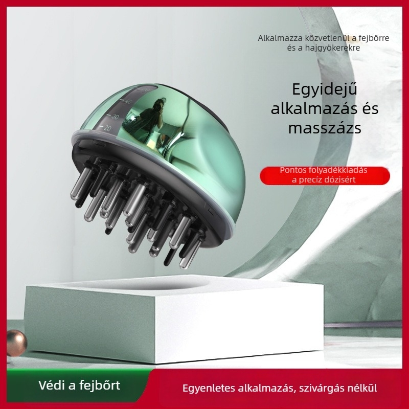 Fejbőr-alkalmazó tápláló oldattal, gördülő gyöngyök vezető folyadékhajkefe, modell: Liquid Diverter; súly 35-40 g; minden szezonban használható; általános célú