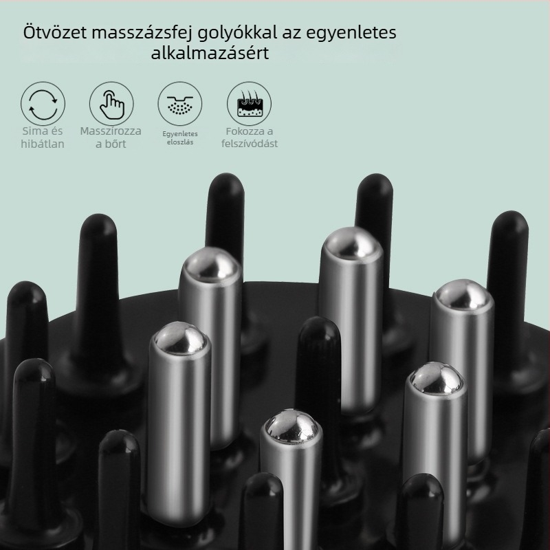 Fejbőr-alkalmazó tápláló oldattal, gördülő gyöngyök vezető folyadékhajkefe, modell: Liquid Diverter; súly 35-40 g; minden szezonban használható; általános célú