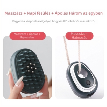 Elektromos fejbőr masszírozó fésű folyadékadagolóval és görgőgolyó-masszírozóval – illóolaj alkalmazó a hajápoláshoz, modell KL-5885B, súly 109 g, tartozékok: masszírozó fésű, használati útmutató, töltőkábel