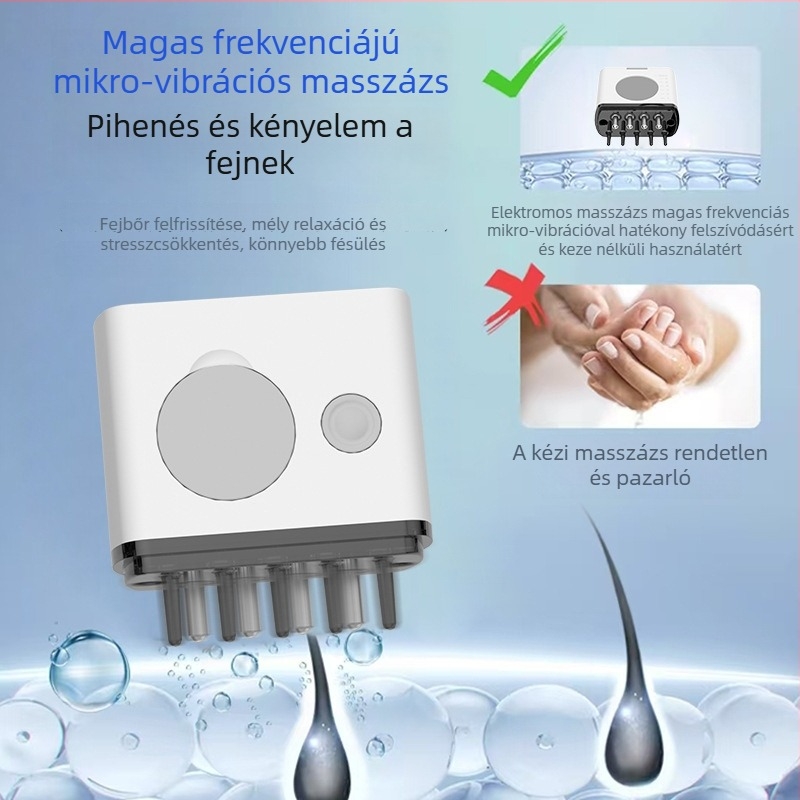 BK-SY01 elektromos fejbőrmasszázs fésű, gombelemre működik, viszketés elleni és fejbőr nyugtatása