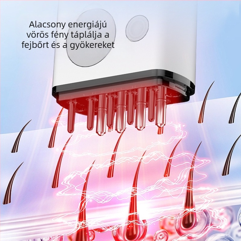 BK-SY01 elektromos fejbőrmasszázs fésű, gombelemre működik, viszketés elleni és fejbőr nyugtatása