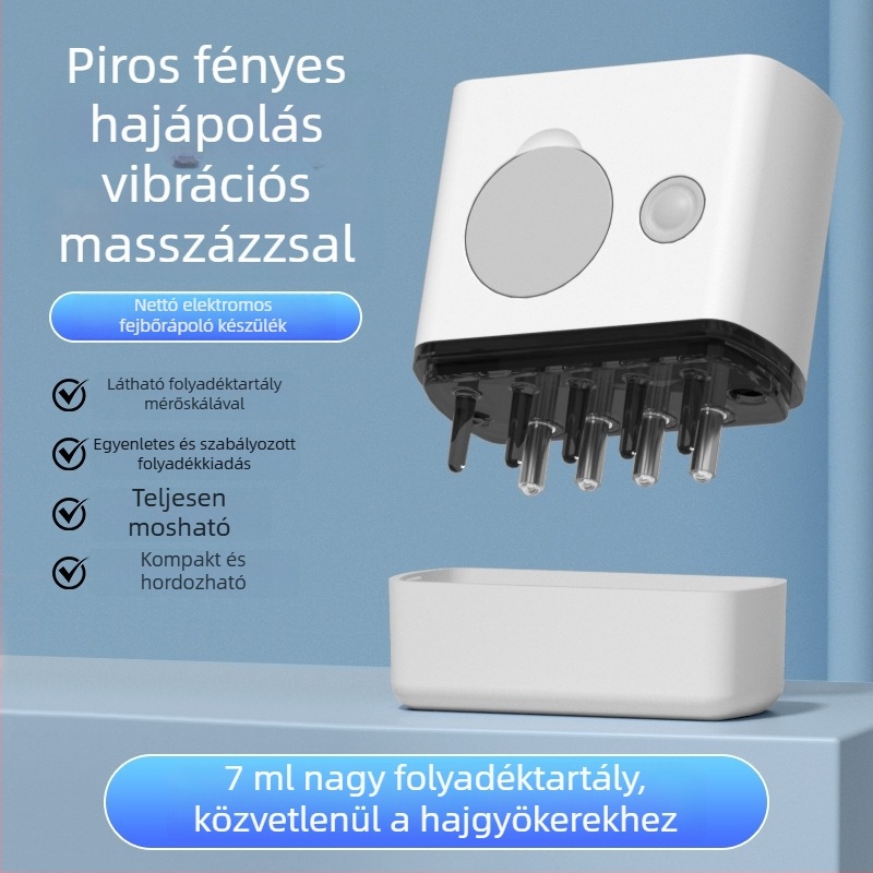 BK-SY01 elektromos fejbőrmasszázs fésű, gombelemre működik, viszketés elleni és fejbőr nyugtatása