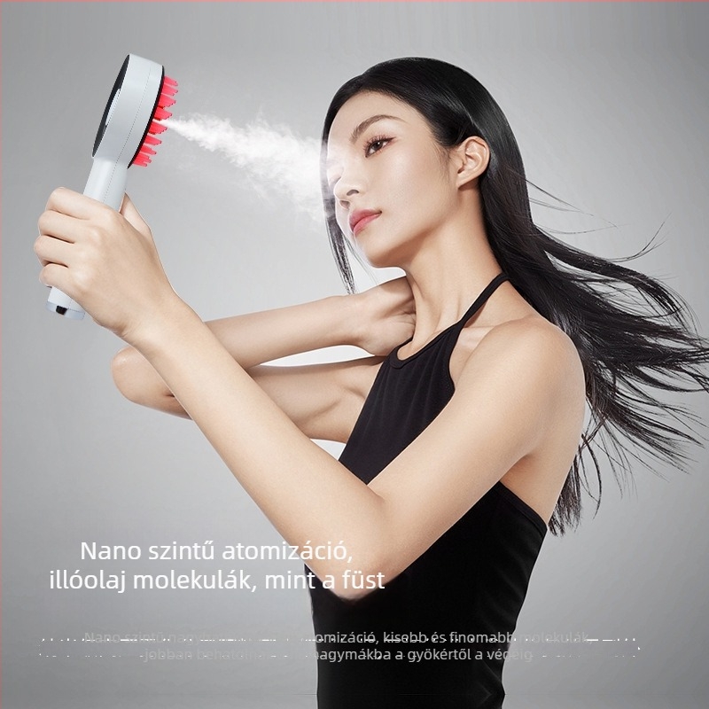 Elektromos fejmasszírozó fésű – vibrációs masszázs, modell S2, elemről működik, mechanikus vezérlés, 4 sebesség