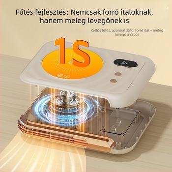 Asztali termosztátos pohár alátét és melegítő – kétfunkciós, érintéses vezérléssel, hálózati tápegységgel és automatikus kikapcsolással