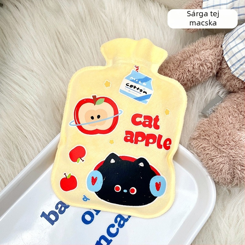 Vízben töltött melegítőüveg – Teddy velúr, rajzfilmszerű stílus, kézre, lábra és gyomorra alkalmas, melegítés víz befecskendezésével, 38 g