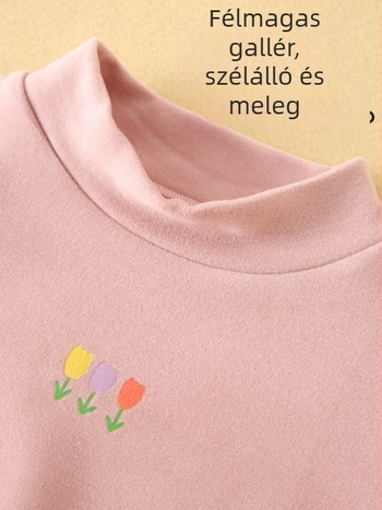 Lányoknak szóló téli felső, kerek nyakkal, Lyocell 50,6%, 330 g/m², puha érintésű anyag