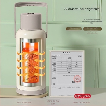 Termosz üveg belsővel, nagy kapacitás, 12–24 óra szigetelés, prémium Xinmeiya PP+ütvég belső