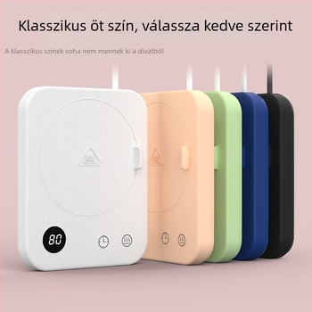Melegítő poháralátét 4 szintű hőmérsékletszabályozással, 80°C-ig, érintéses vezérlés, AC tápegység, automatikus kikapcsolás