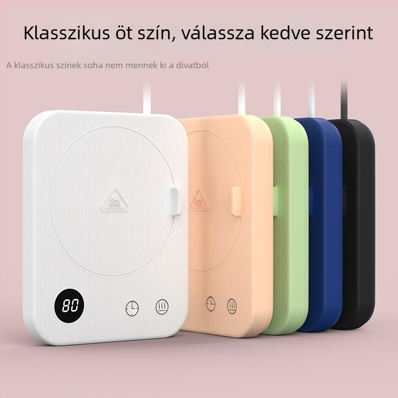 Melegítő poháralátét 4 szintű hőmérsékletszabályozással, 80°C-ig, érintéses vezérlés, AC tápegység, automatikus kikapcsolás