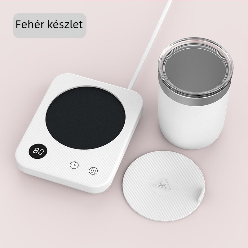 Melegítő poháralátét 4 szintű hőmérsékletszabályozással, 80°C-ig, érintéses vezérlés, AC tápegység, automatikus kikapcsolás