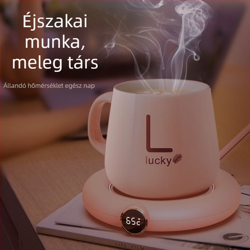 Intelligens pohármelegítő alátét műanyag ház, USB tápegység, mechanikus vezérlés, automatikus kikapcsolás nélkül.