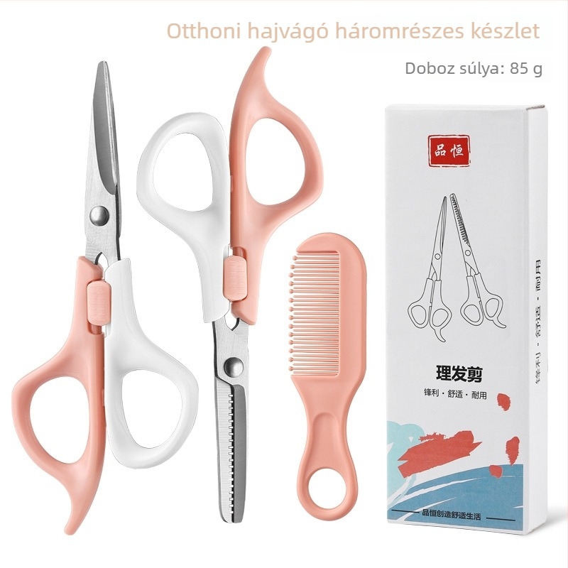 Babahajvágó készlet: sík olló, 20-fogú vékonyító olló és fésű; vékonyítás 15-25