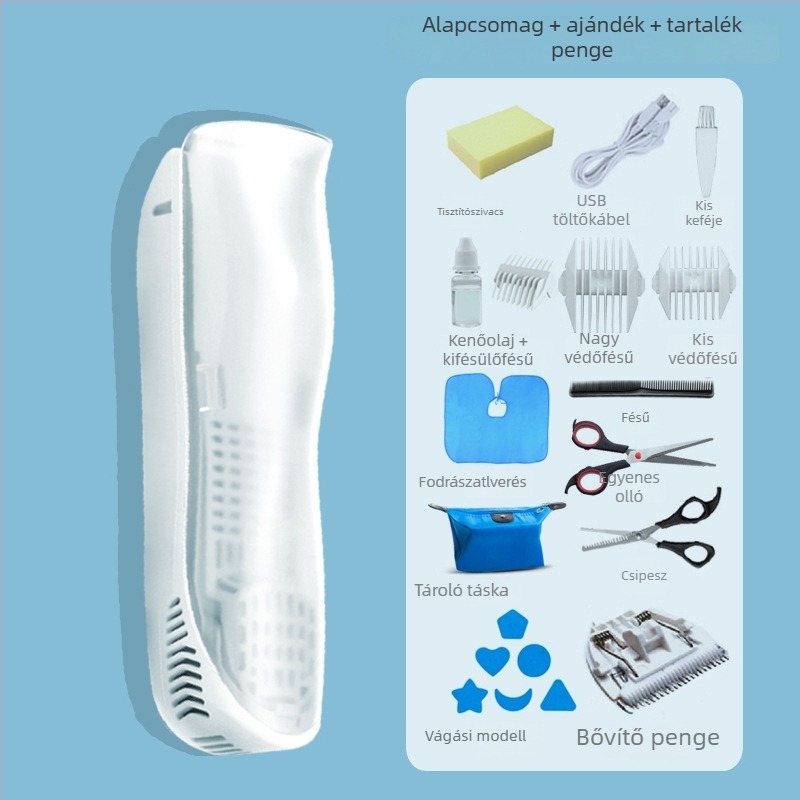 Baba hajvágó, vízálló, kerámia vágófej, alacsony zajszint 36–45 dB, beépített 500–800 mAh akkumulátor
