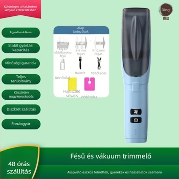 Hajvágó brushless motorral, titán ötvözetű vágófej, beépített 1200–2000 mAh-s akkumulátor, csendes működés 36 dB alatt, levehető és mosható vágófej