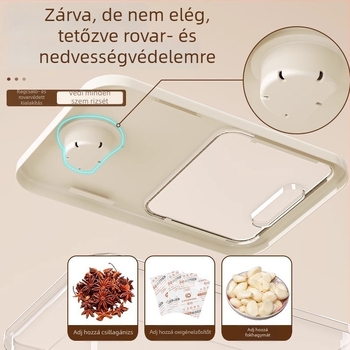 Rizstároló doboz zárható, nedvességálló és rovarbiztos kialakítású; 10 L kapacitás; PP műanyag; Star Saint márka; logónyomtatás lehetséges; dátum rögzítése