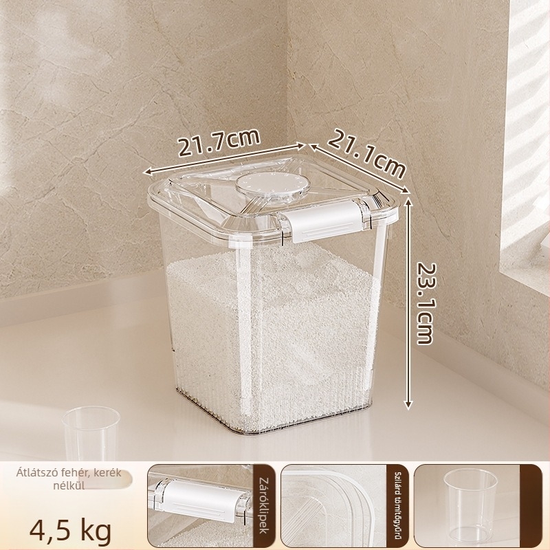 Rizstároló vödör, nedvesség- és rovarbiztos (PP műanyag, 10L+ kapacitás, Mabalo/maibaolong)