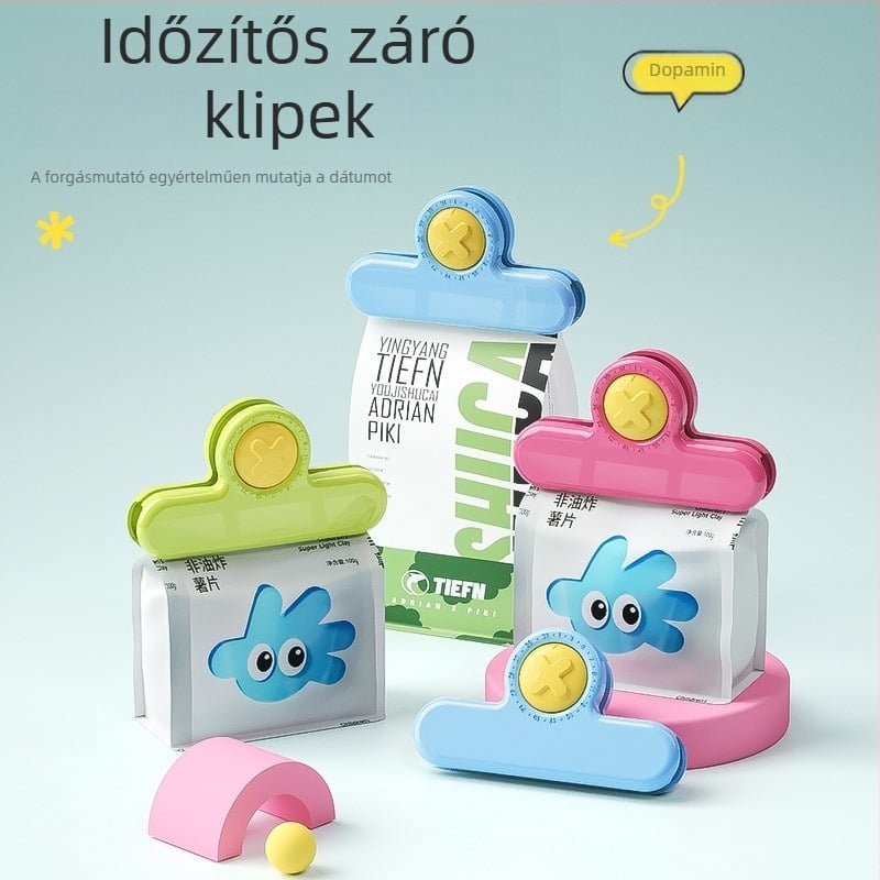 Élelmiszer‑minőségű műanyag zárócsipesz tasakokhoz, nedvességálló és frissességmegőrző, háztartási konyhai használatra (JSQFKJ)