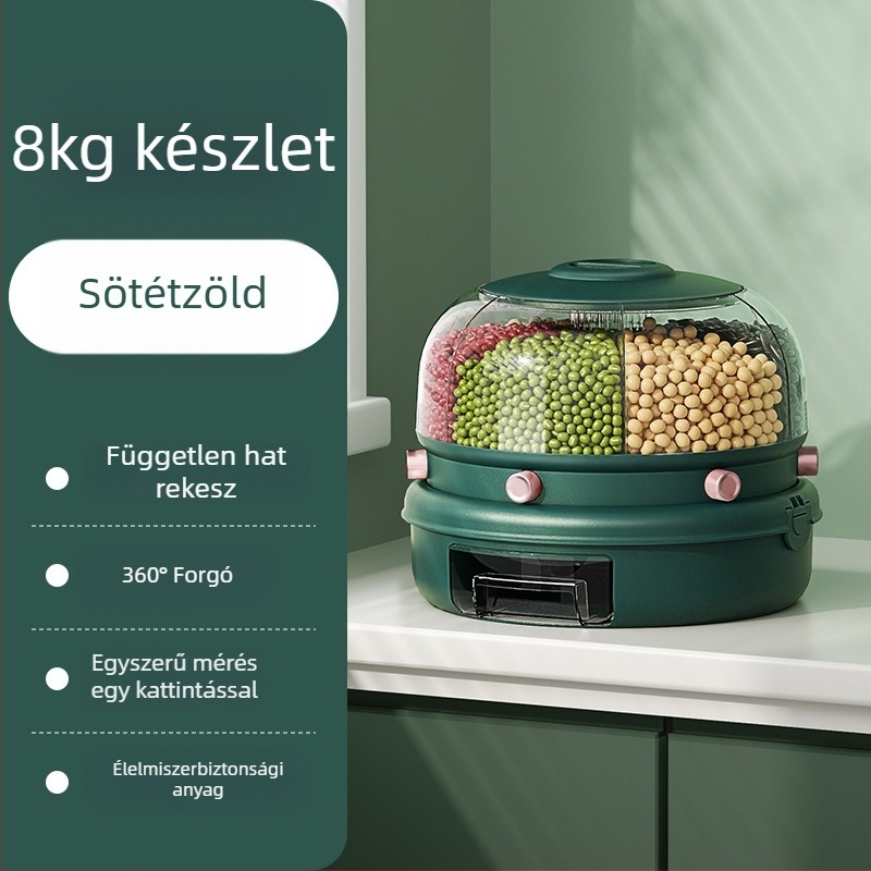 Rotációs Gabonafélék Osztályozó Tároló Doboz, Két Rétegű Dizájn, 5–6 L, Zárt, Nedvesség- és Kártevőmentes, PP Műanyag