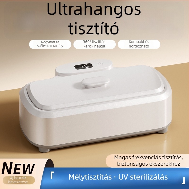 Ultrahangos tisztító készülék szemüveghez, fogszabályzókhoz és ékszerekhez – 12V, 15W, 301–500 ml, ABS alap, mechanikus üzemmód