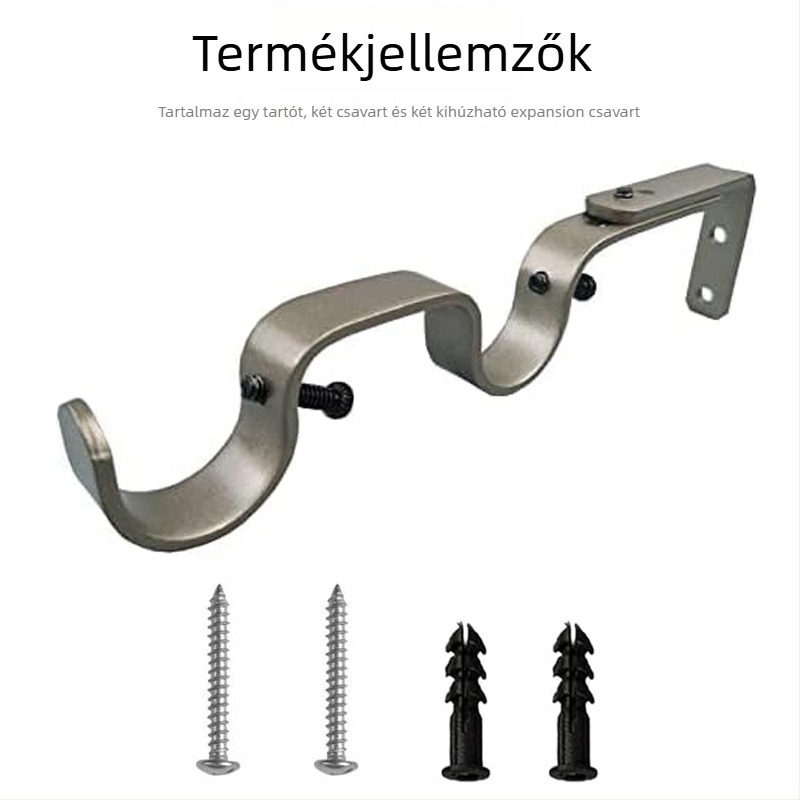 Függönyrúd tartozékok - Állítható kettős konzol függönyrúthoz, Modell 04-700-0041/42/43/44/45, Vasból, Csavarcsomag tartalmazva
