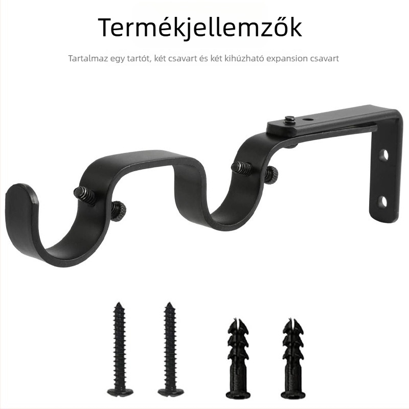 Függönyrúd tartozékok - Állítható kettős konzol függönyrúthoz, Modell 04-700-0041/42/43/44/45, Vasból, Csavarcsomag tartalmazva