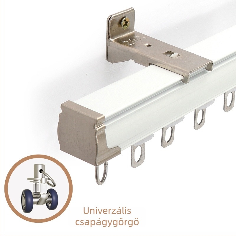Függönyvezetősín – alumínium ötvözet, egyenes sín, csapágyas görgő, modell 704, függönyök számára