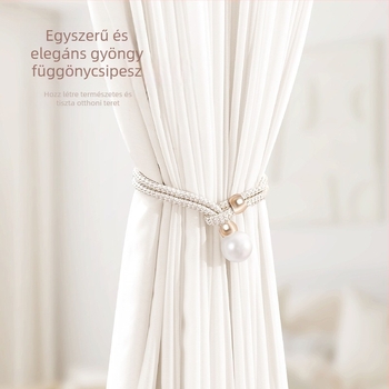 Gyöngyös függönykötőpántok párban — modern minimalista stílus, poliészter PVC